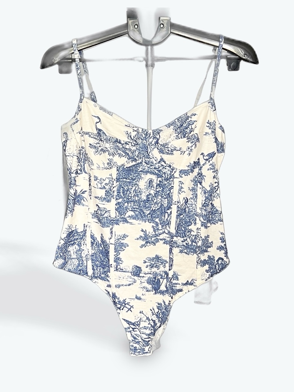 Cider Cream and Blue Toile Bodysuit